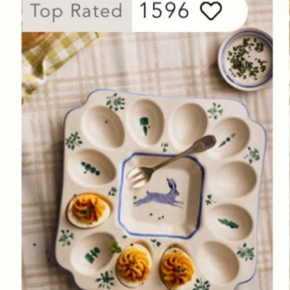Anthropologie Egg Platter Handpainted Glazed Stoneware NWT - Picture 2 of 12